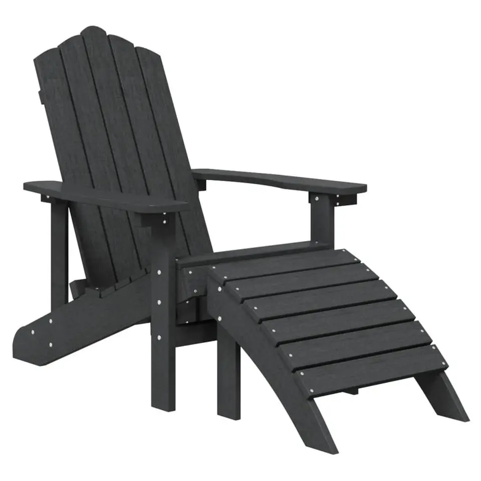 vidaXL - Tuinstoel Adirondack - Antraciet - Polyetheen - Met voetenbank