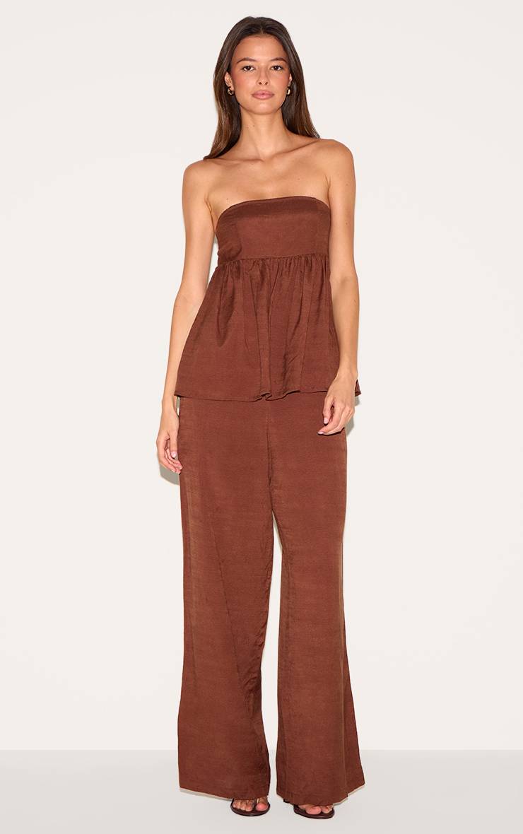 Chocolat Combinaison Bustier À Détail Péplum