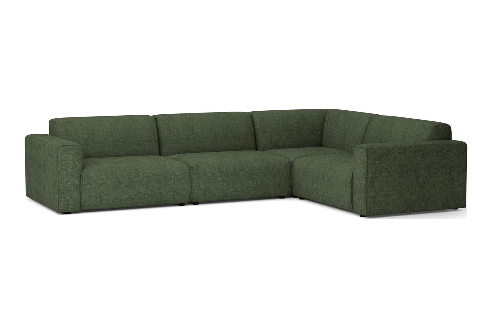 Monaco Lux hjørnesofa 3/1,5 hjørnesofa. Tekstil Fjord 11 Winter Moss med sorte ben. Lux komfort.