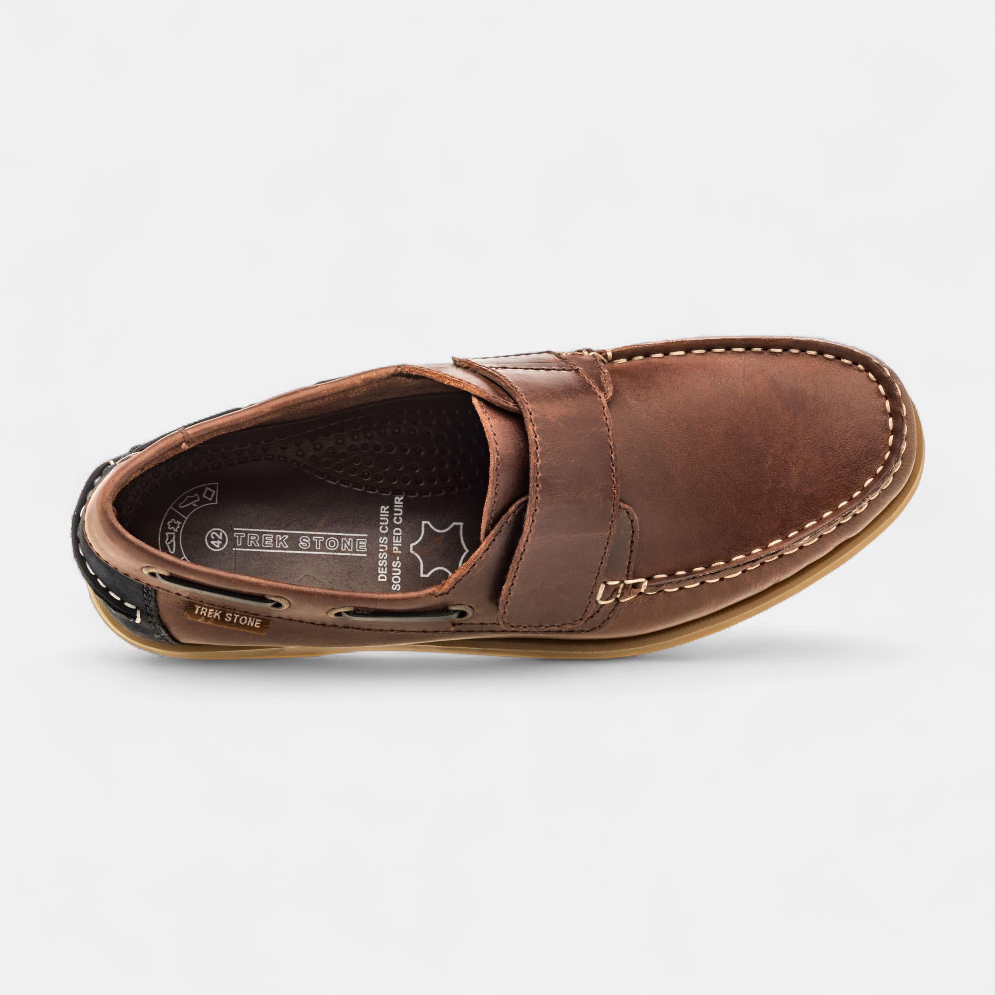 Chaussures bateau Homme en cuir marron