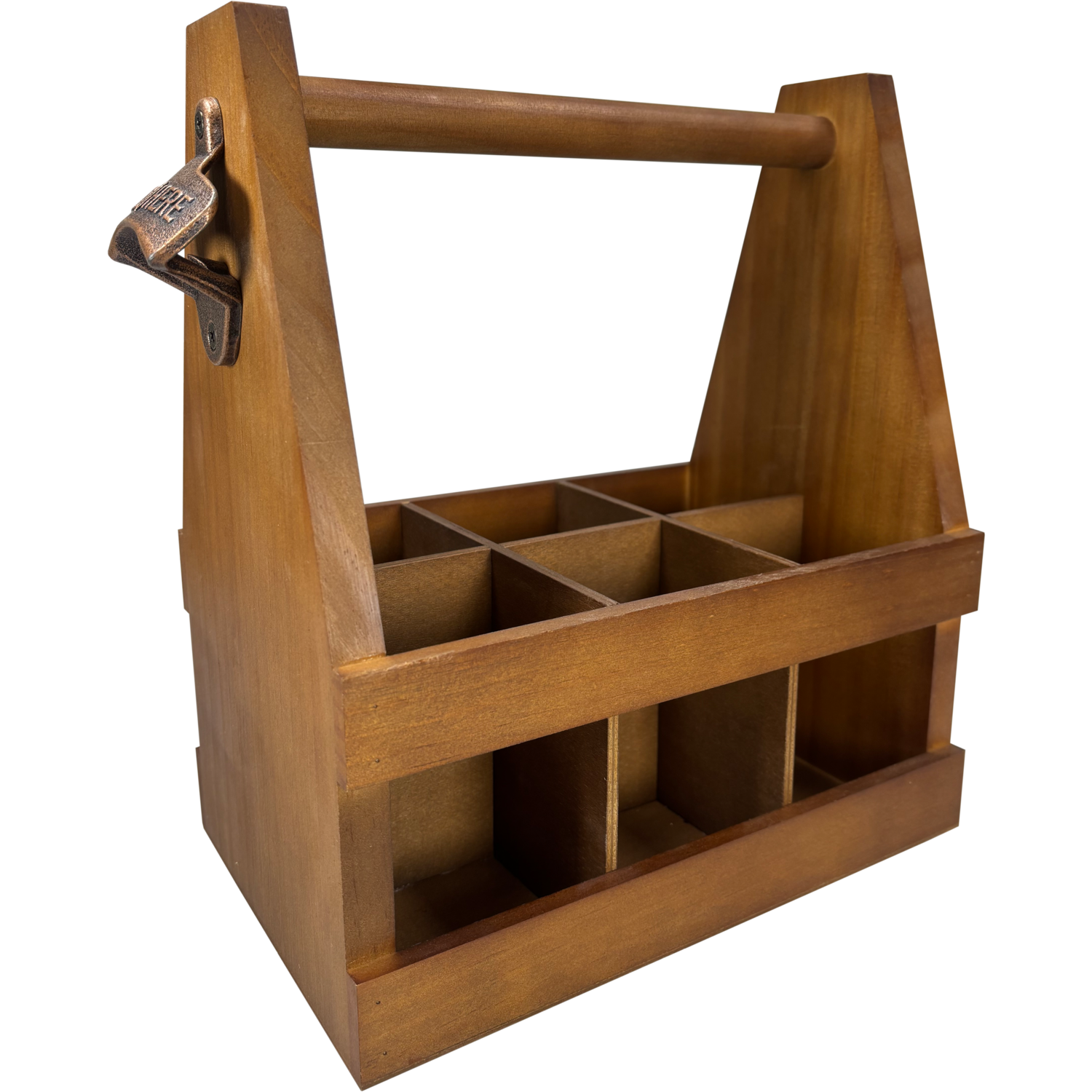Biertray, 6 flessen, 25x16x28.5cm, hout, bruin