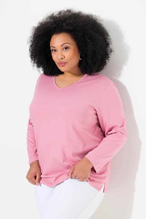 Shirt, V-Ausschnitt, Relaxed, Langarm