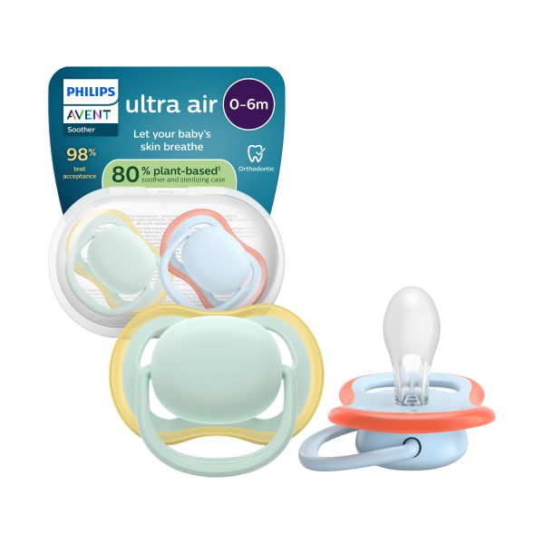 Philips Avent Ultra Air Fopspeen - 0-6 Mnd - 2 Stuks - Plant-based