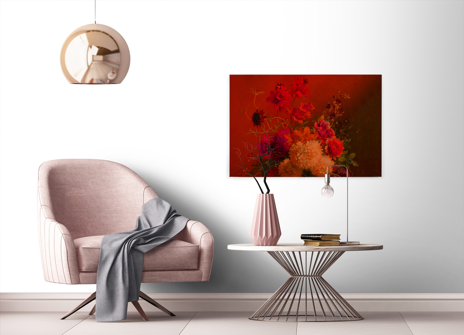 Leinwandbild BLUMEN-BOUQUET - rot-orange - 90x60 cm