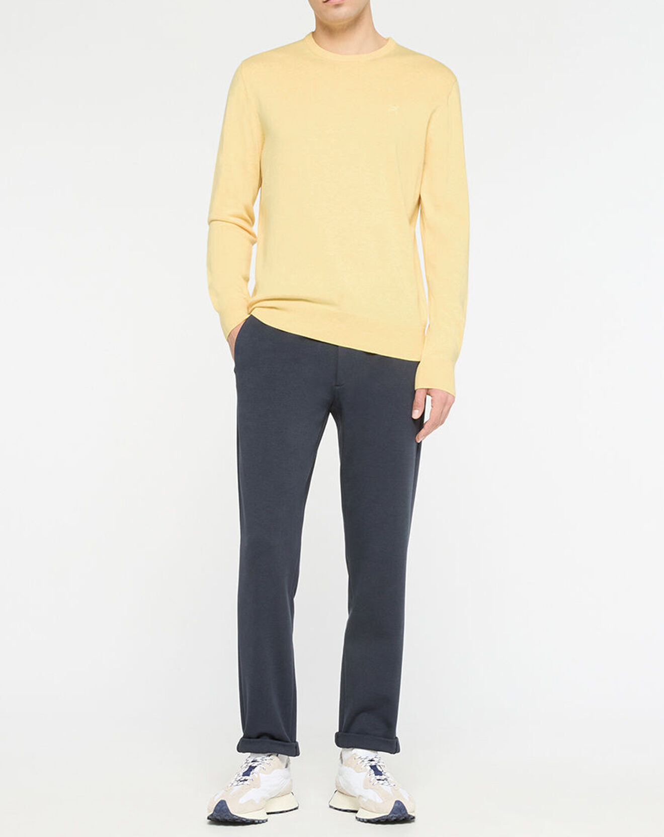 Hackett London Pull en Coton & Soie col rond jaune
