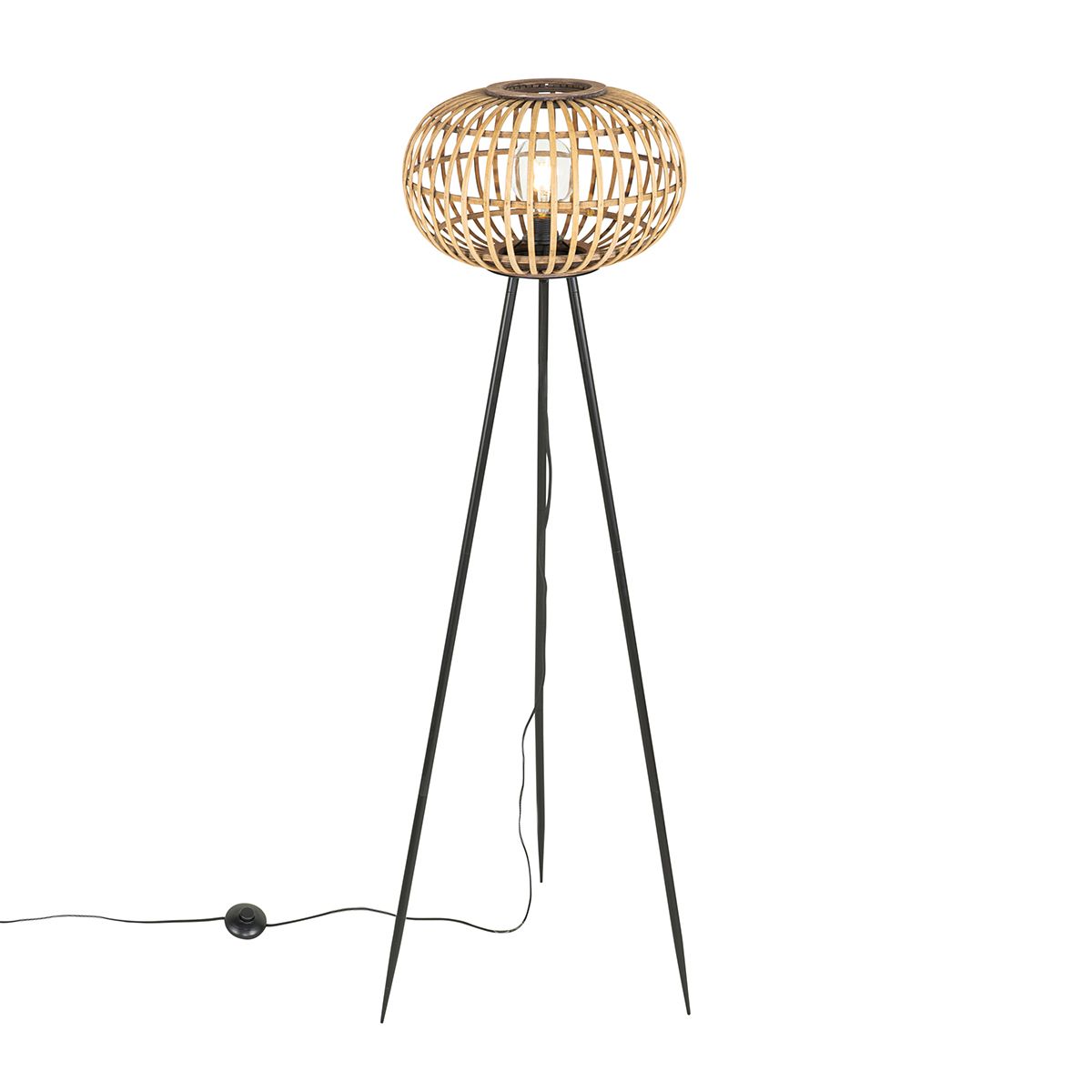 Oosterse tripod vloerlamp bamboe - Amira