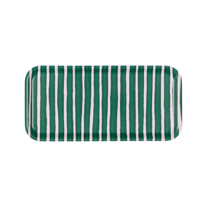 Marimekko - Piccolo Tablett, 13,5 x 27,5 cm, grün / weiss