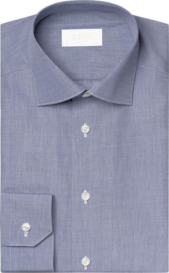 ETON Slim Fit Dark Blue Chambray Elevated Poplin Shirt Blå