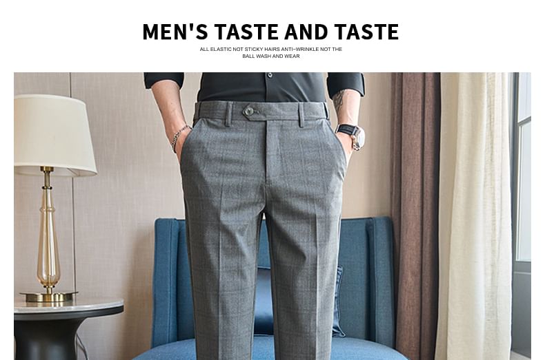 Bay Go Mall - Geruite cropped taps toelopende pantalon met middelhoge taille