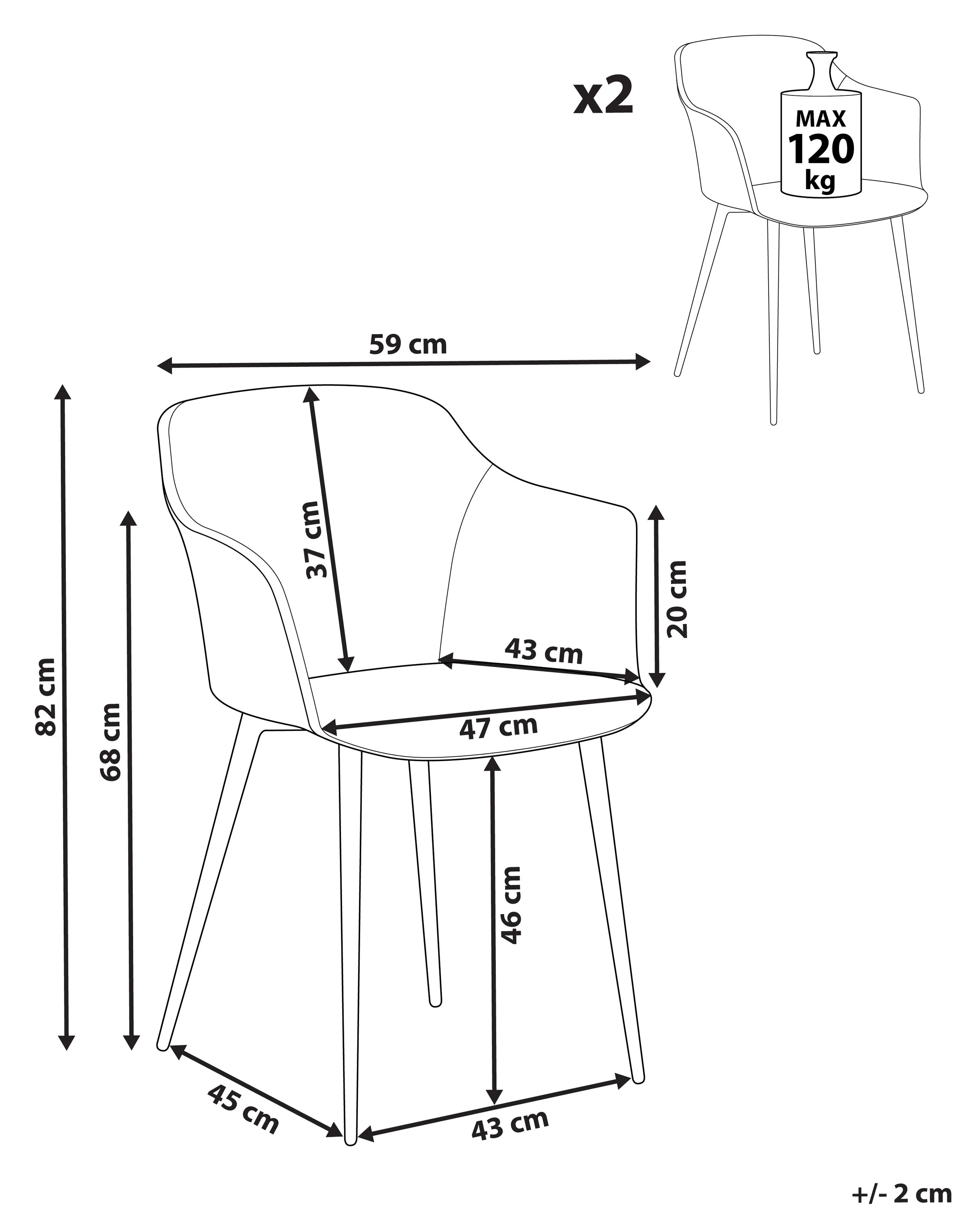 Set van 2 eetkamerstoelen ELIM Oranje