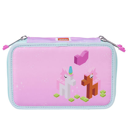 LEGO? Iconic Sparkle Penalhus m. Indhold - Pink/Blå m. Print