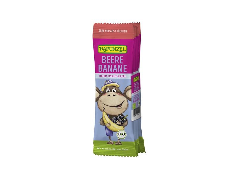 Rapunzel Hafer-Frucht-Riegel Beere & Banane, 4 x 23 g Haferriegel mit Beeren- und Bananengeschmack