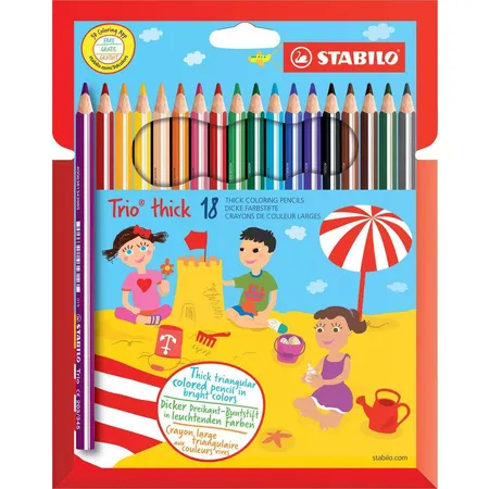 Dreikant-Buntstift - STABILO Trio dick - 18er Pack - mit 18 verschiedenen Farben