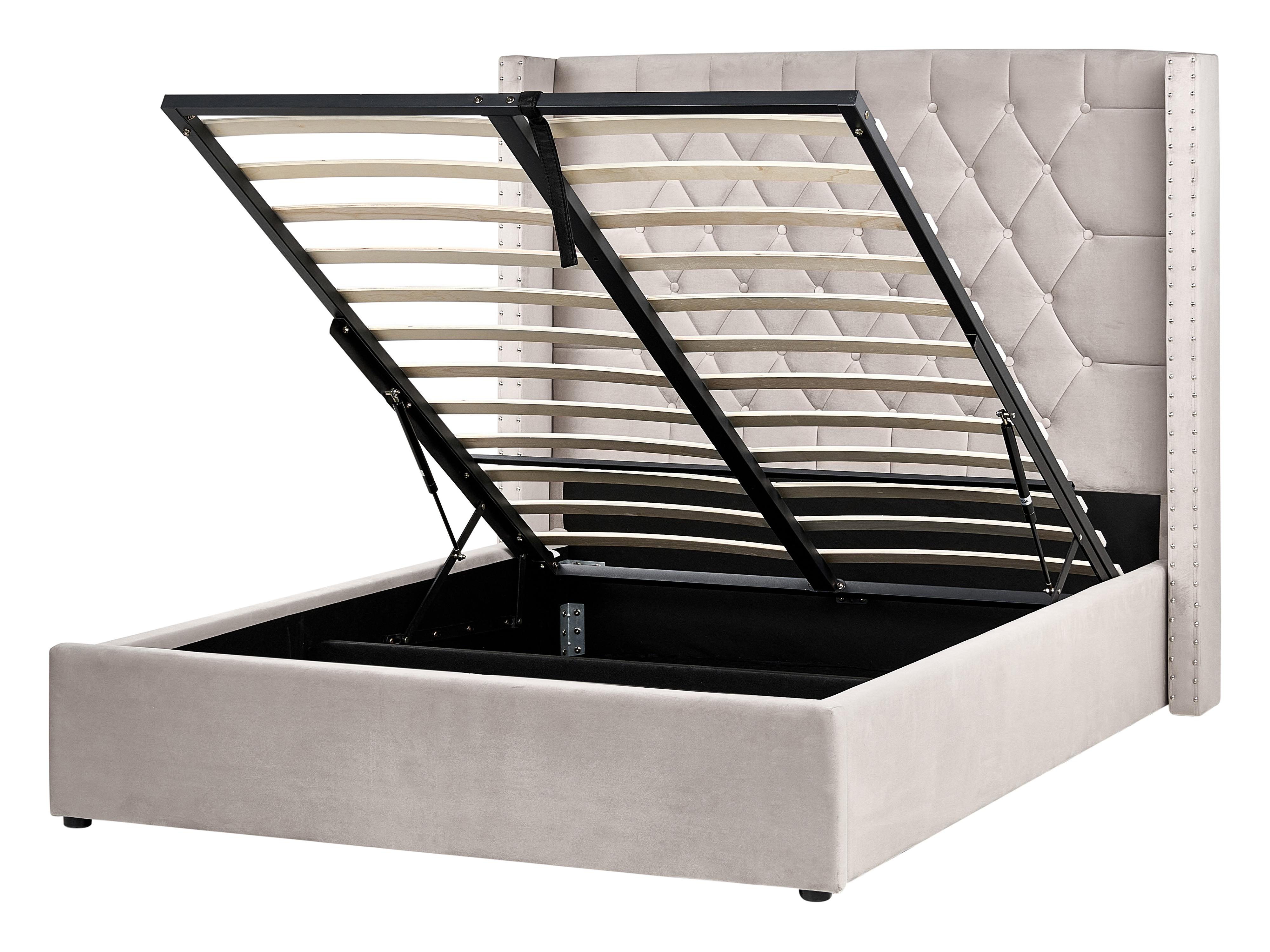 Bed met opbergruimte Fluweel LUBBON 140 x 200 cm Taupe