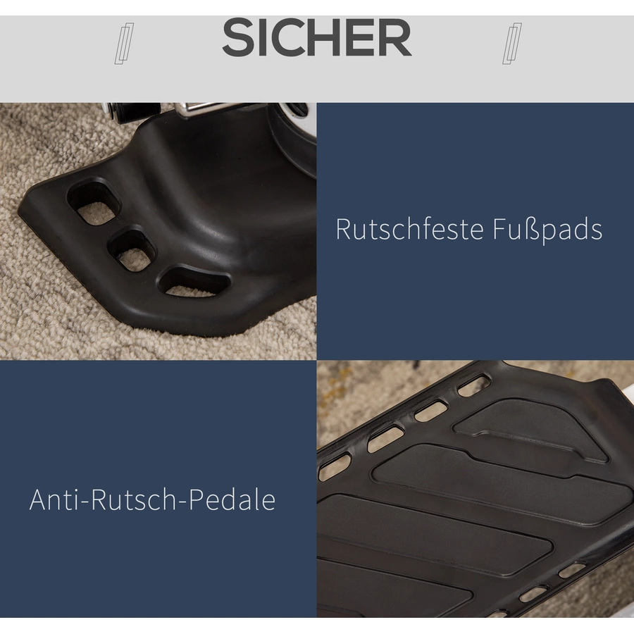 HOMCOM Mini Stepper mit LCD-Bildschirm und Pedalen schwarz, weiß