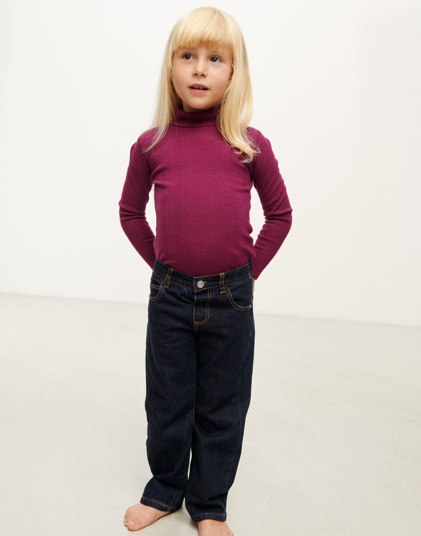 Shirt met hoge hals van merinowol voor kinderen