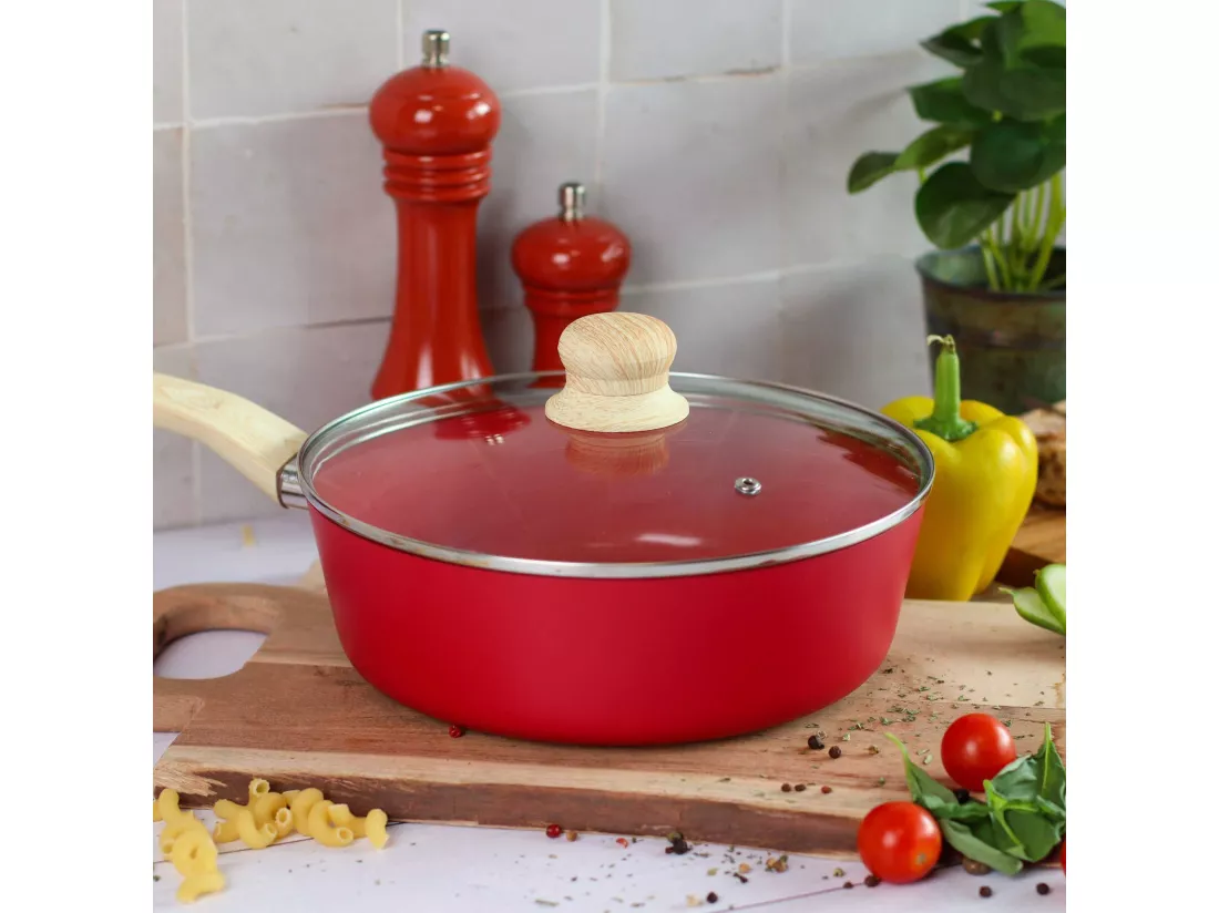 Menastyl - Sauteuse 24cm Colorama Magenta - En Aluminium - Revetement Antiadhesif En Ceramique