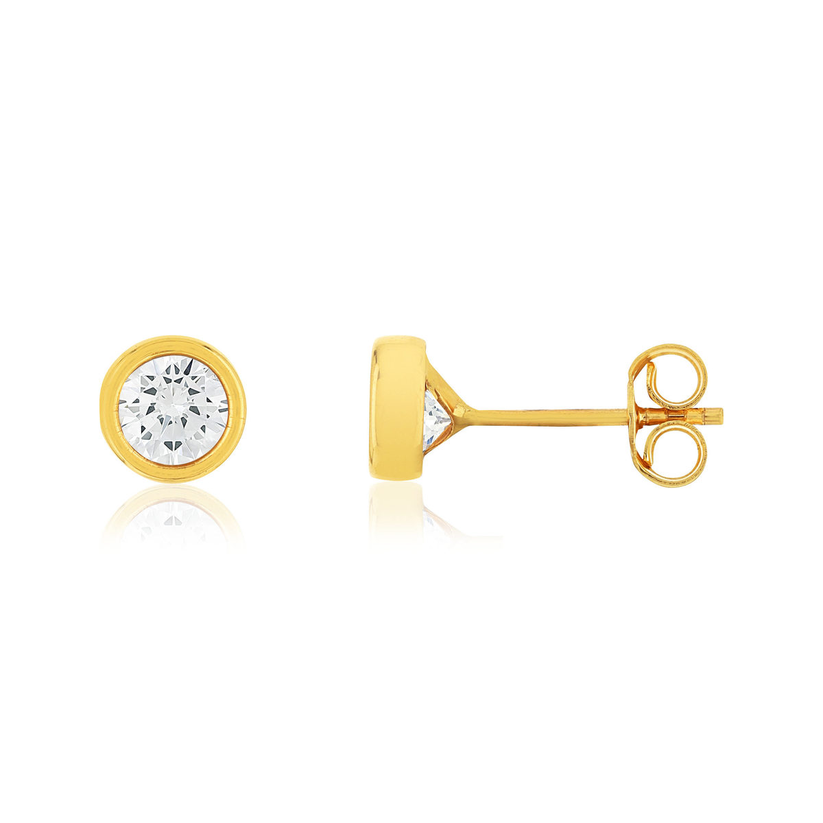 Boucles d'oreilles or 375 jaune zirconia blanc