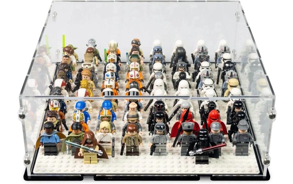 Baukasten Acryl-Display für LEGO MinifgurenAcry-Display-Box mit schwarzem Boden für eine 32 x 32 Platte