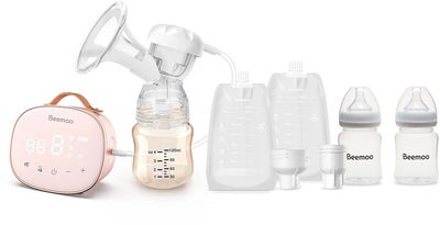 Beemoo CARE Single Elektrisk Brystpumpe inkl. Brystmelkposer & Brystmelkflaske 180 ml 2-pack