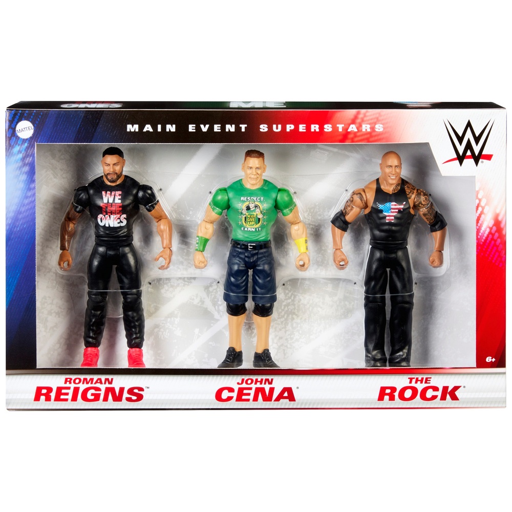 WWE Main Event Superstars Basic 3er-Pack – Roman Reigns, John Cena & The Rock
