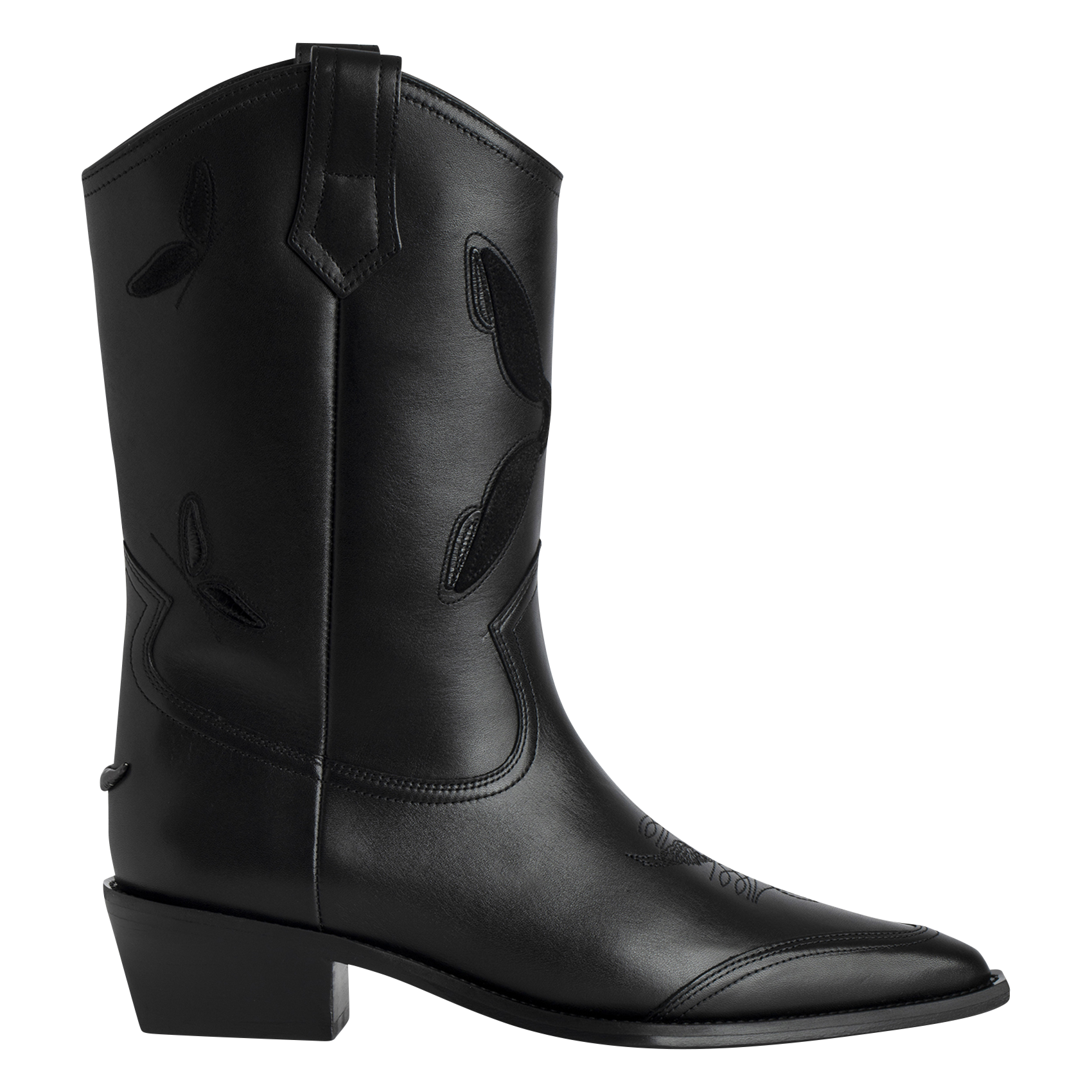CARA WESTERN - Bottines western en cuir | Noir