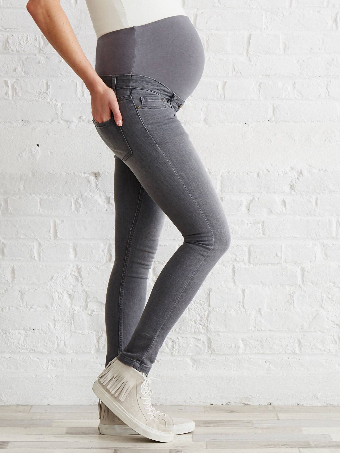 Calça jeans flare para gestante, comprimento da perna 85 cm, jeans natural