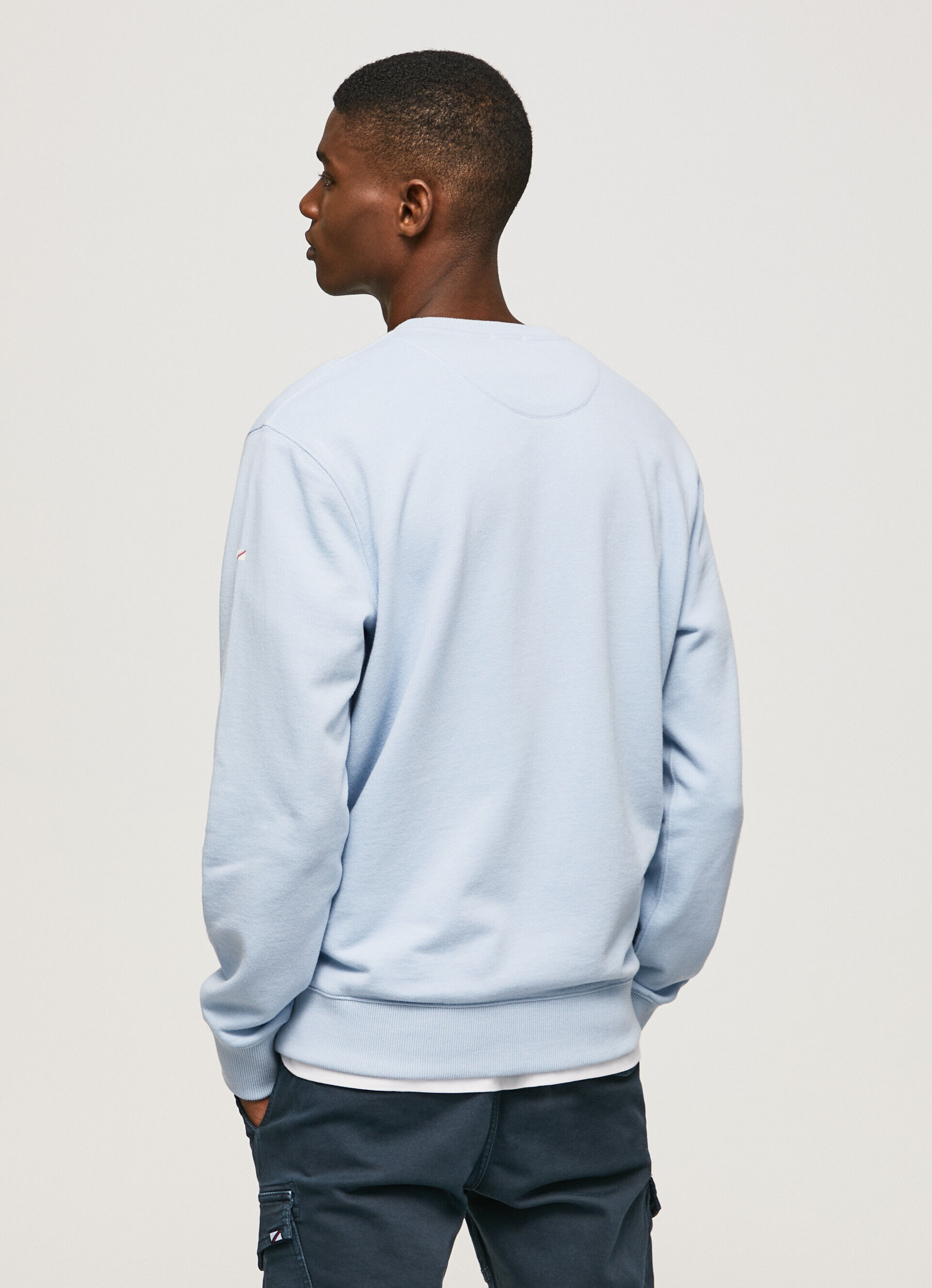 Moletom de algodão com logo estampado - azul claro