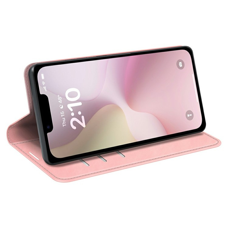 iPhone 16e Leder Tasche Flip Cover mit Kartenfächer - Pink