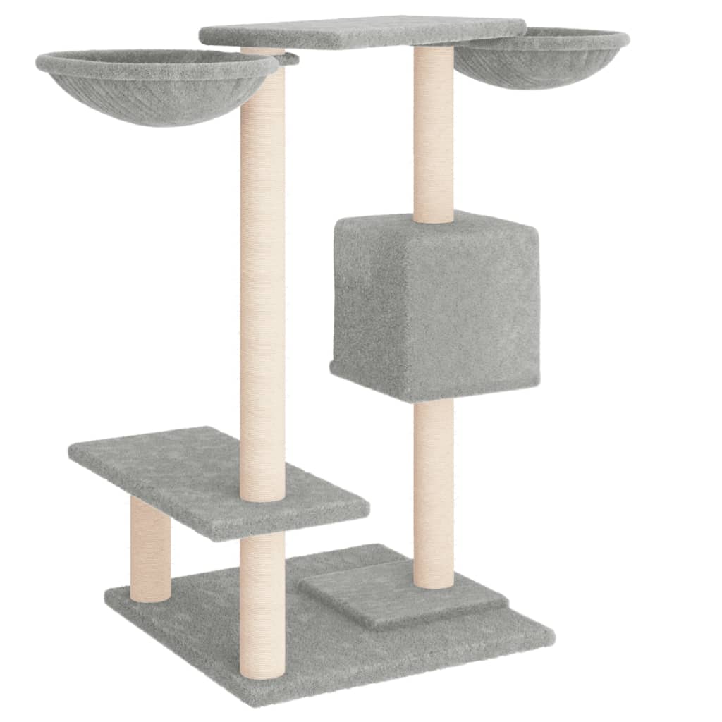 arranhador para gatos vidaXL com postes, cinza claro, 82 cm