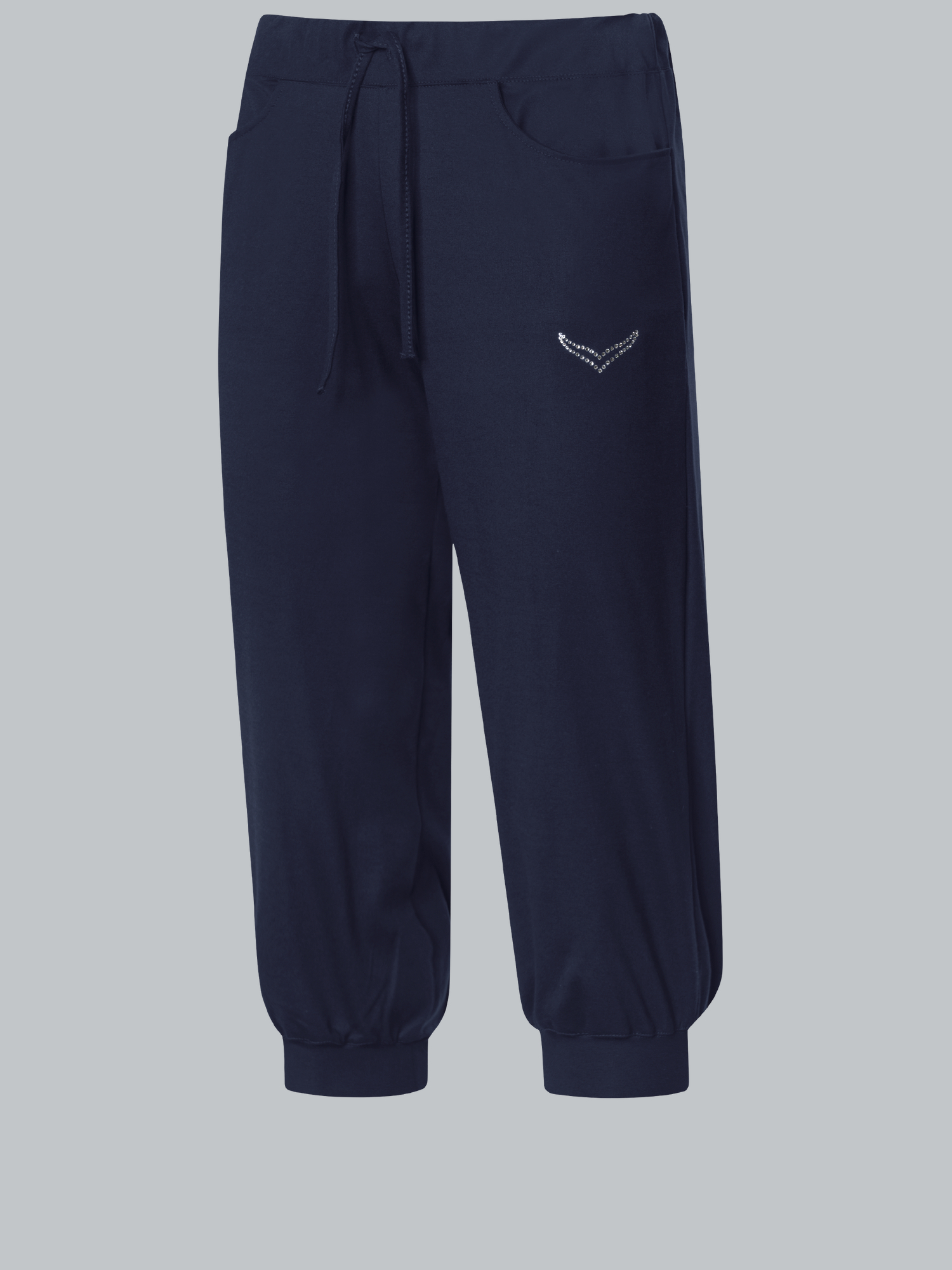 Hüfthose mit Kristallsteinen Navy