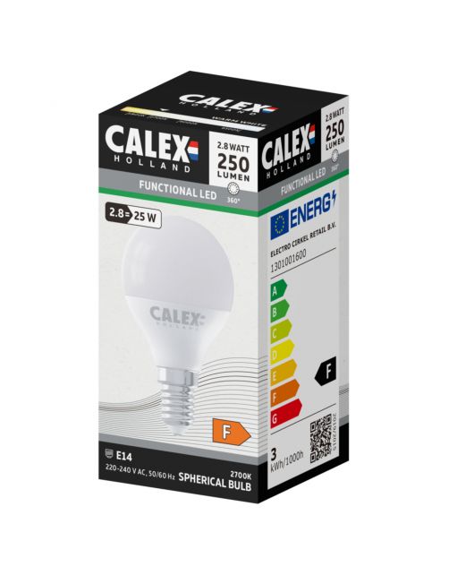 Calex Led Kogel E14 P45 2.8w 250lm - Lichtbron - 1 17 g Warm Wit 1 stuk