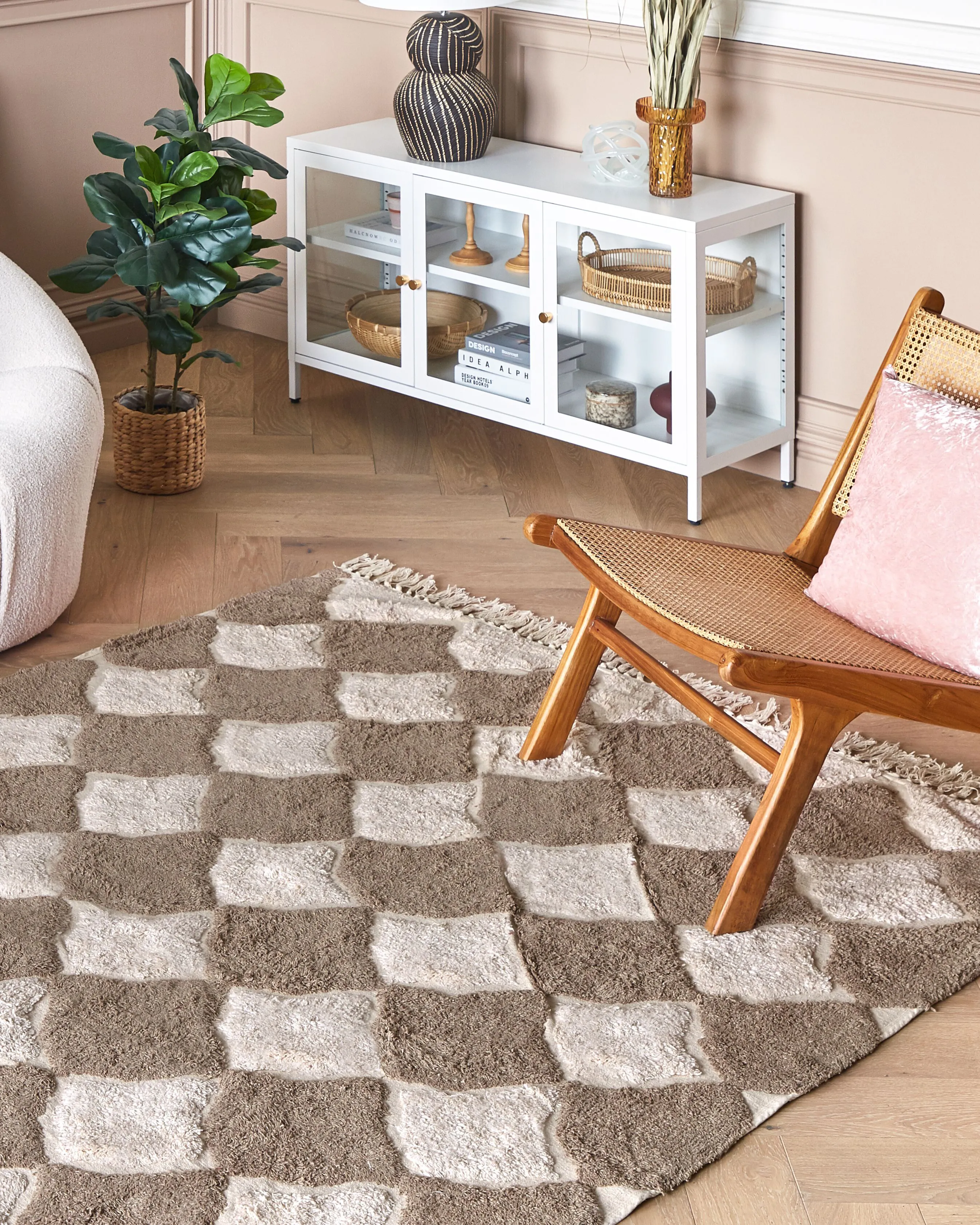 Vloerkleed SINOP Beige 160 x 230 cm Katoen