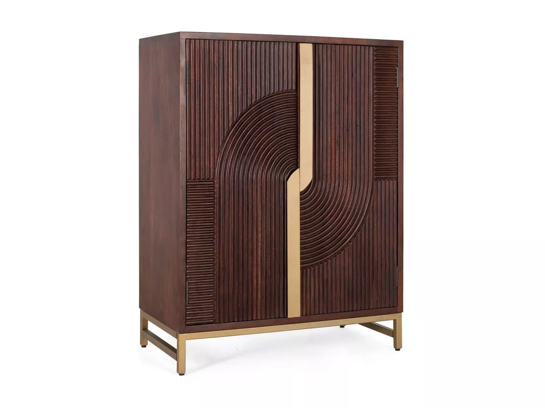 Meuble bar en bois manguier et métal