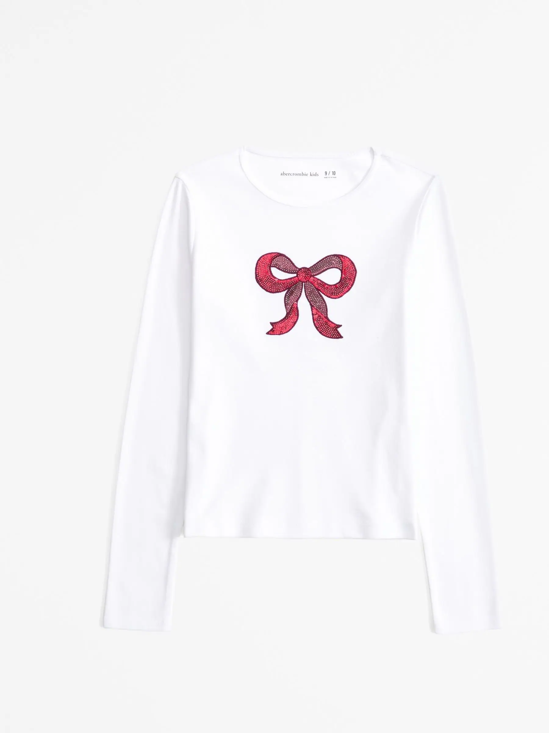 Abercrombie & Fitch Witte geribbelde top met lange mouwen en print