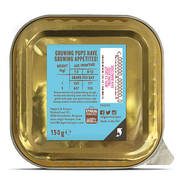 Edgard & Cooper Puppy Biologisch Kuipjes Kip en Vis 17 x 100 gram