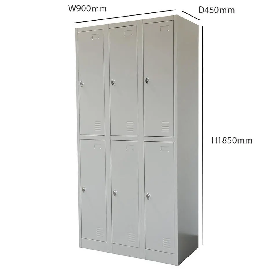 Lockerkast Grijs - 90x185 cm - 6 lockers