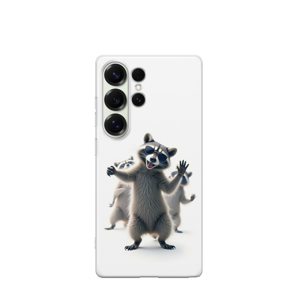 Samsung Galaxy S25 Ultra Gummi Hülle Racoon 2 - Weiss