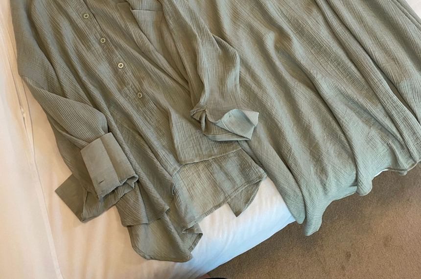 Chubby Girl - Set: effen shirt met lange mouwen + jurk met spaghettibandjes