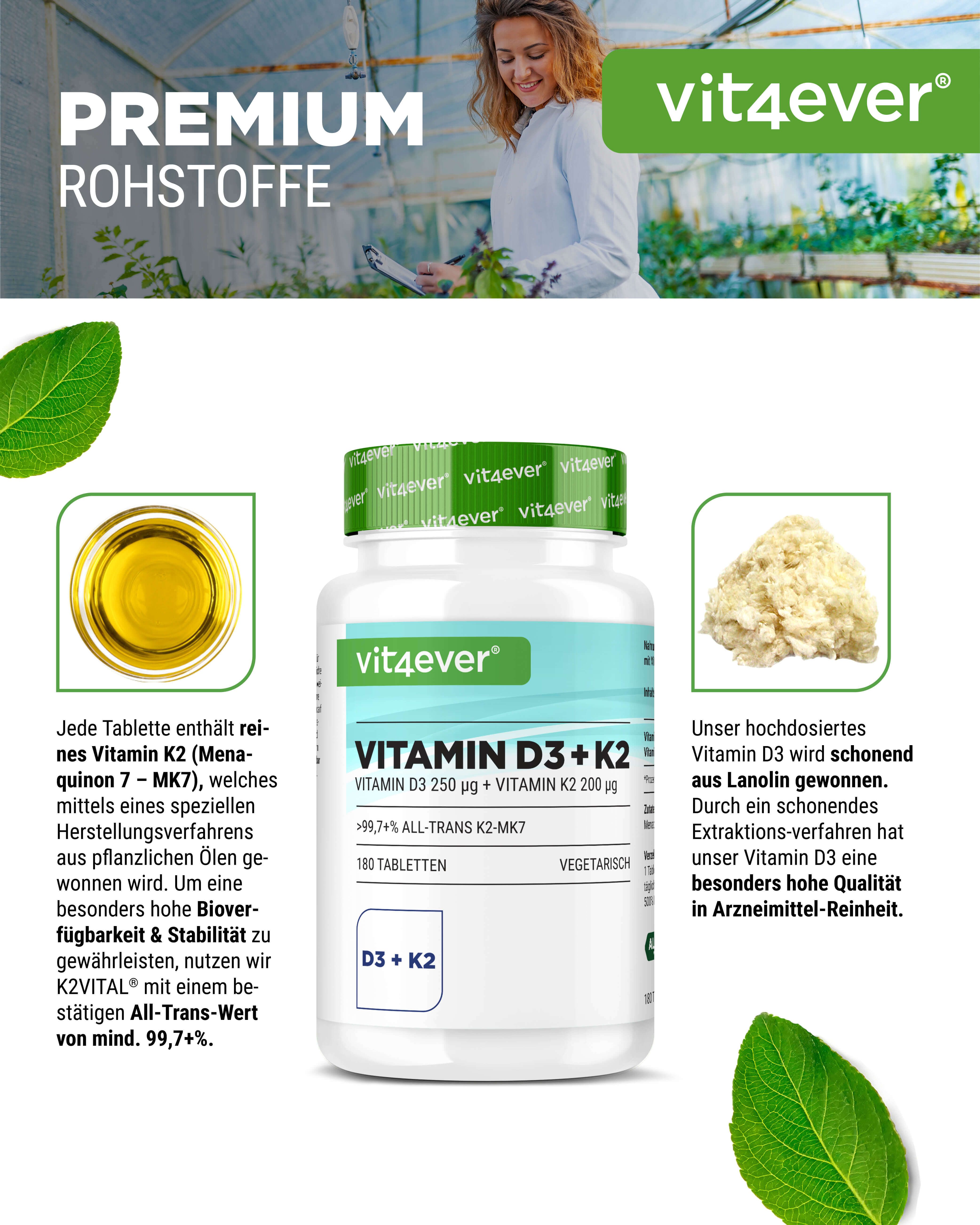 Vit4ever Vitamin D3 10.000 I.E. + Vitamin K2 200 mcg