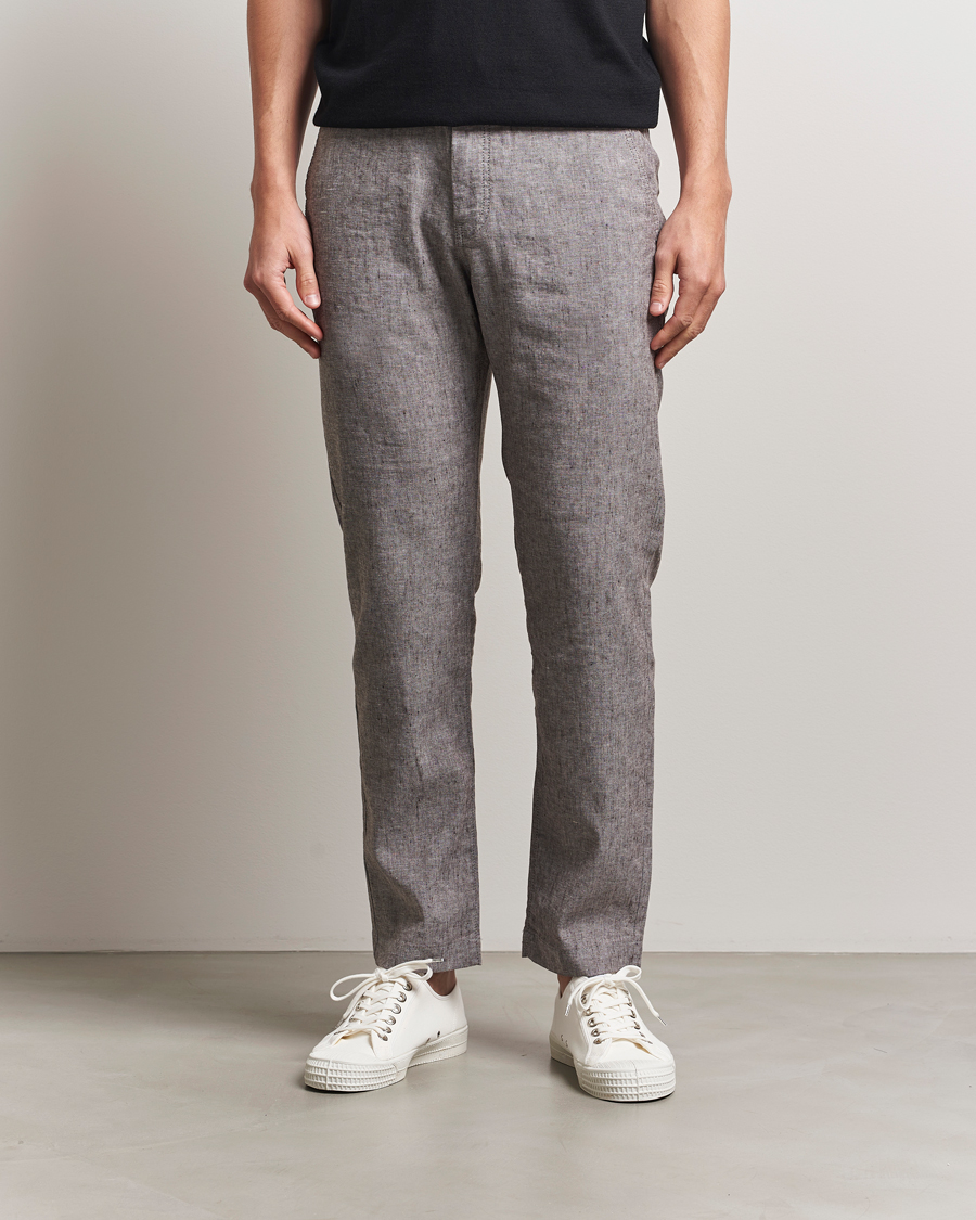 BOSS ORANGE Sanderson Linen Pants Open Brown