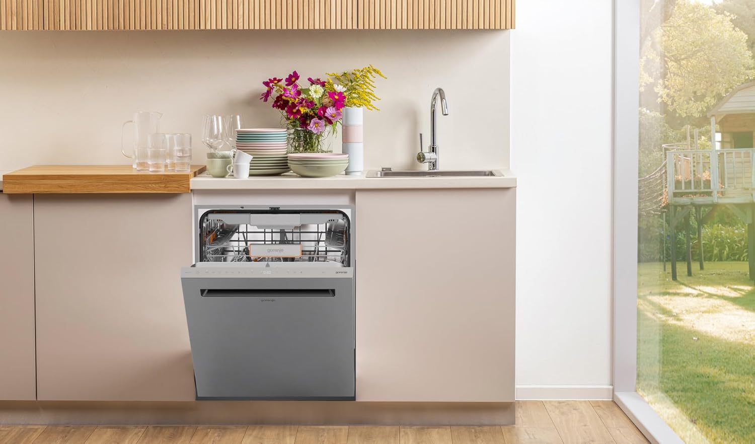 Gorenje ULTRA16BUWIFIX Geschirrspüler/Unterbaugerät/60 breite/16 Maßgedecke/6 Programme/EU Made/TotalDry/Status LED-Licht/FlexUse/Total AquaStop/MultiClack/EEK: B/Einbaumaße (HxBxT):82 x 60 x 57,5 cm