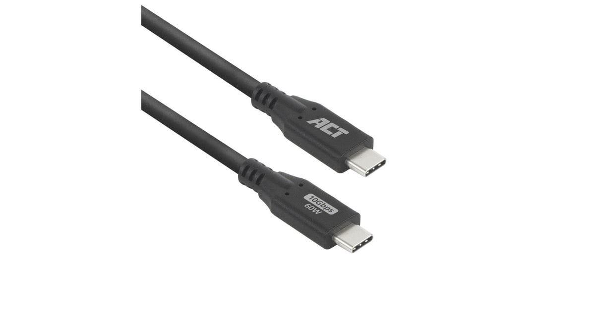 ACT ConnectivityUSB 3.0 10Gbps 60W USB Type-C kabel, 0,5 meter  (Zwart)