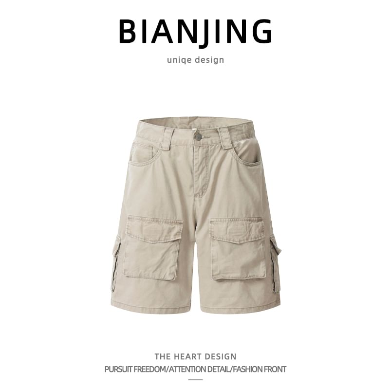 Zentrus - Mid Rise Plain Cargo Shorts