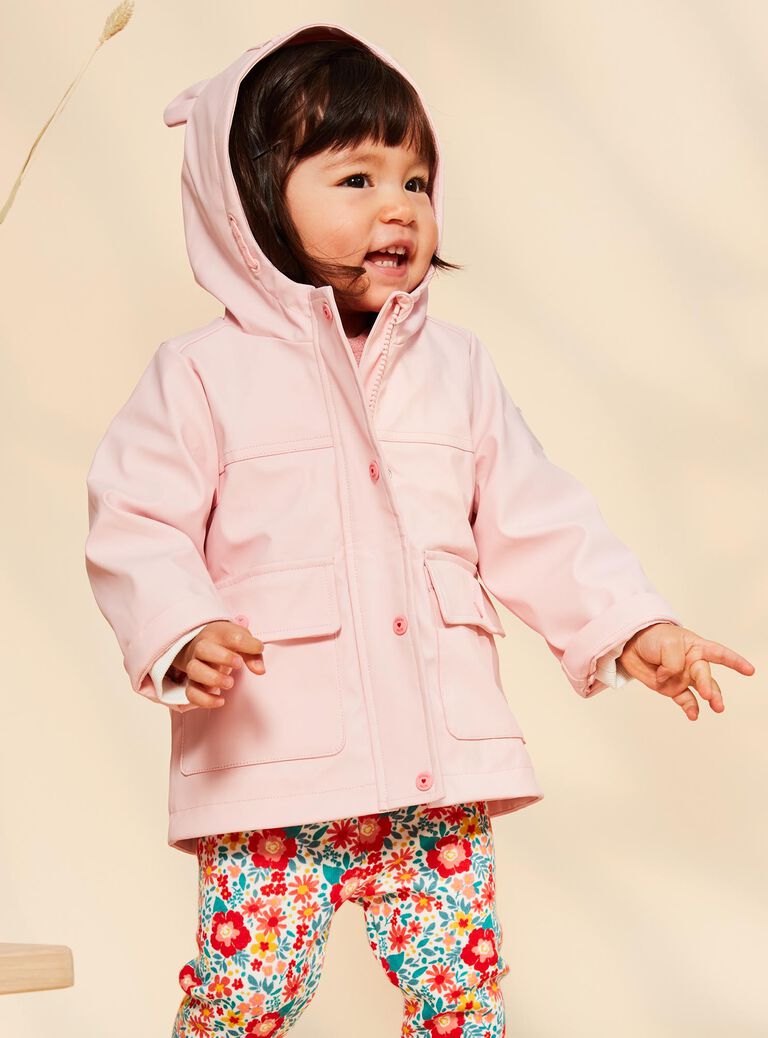Imperméable rose ciré à capuche 3 en 1