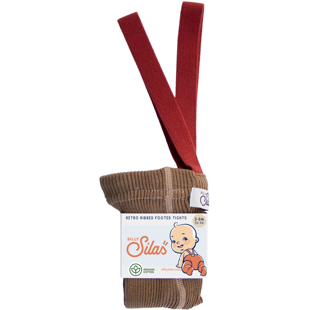 Køb Silly Silas Acorn Brown With Maple Leaf Footed Strømpebukser Christmas Edition