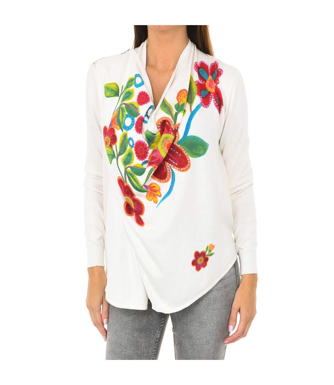Women's long sleeve side zipper closure cardigan 72J2EM6