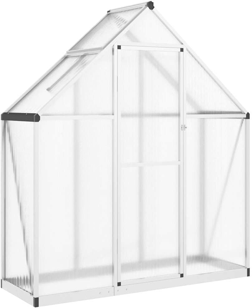 Refined Gewächshaus mit Fundamentrahmen Silbern 169x58x195cm Aluminimum