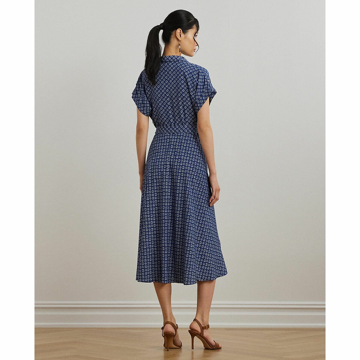 LAUREN RALPH LAUREN<br>Vestido fluido com cinto e mangas curtas, FRATILLIO