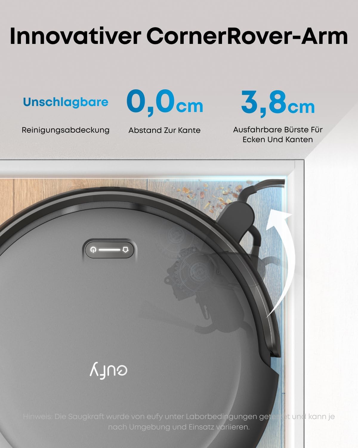 eufy C10 Saugroboter mit Automatischer Absaugstation, 7,3cm Ultraflaches Design, Teppichreinigung, Ausfahrbare Seitenbürste für Ecken, Automatische Entleerung, Punktlaser- & Infrarot-Navigation